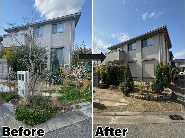 その庭大丈夫ですか？荒れた外構や伸び放題の樹木、プロが美しく整えます！見積無料！サービスの画像