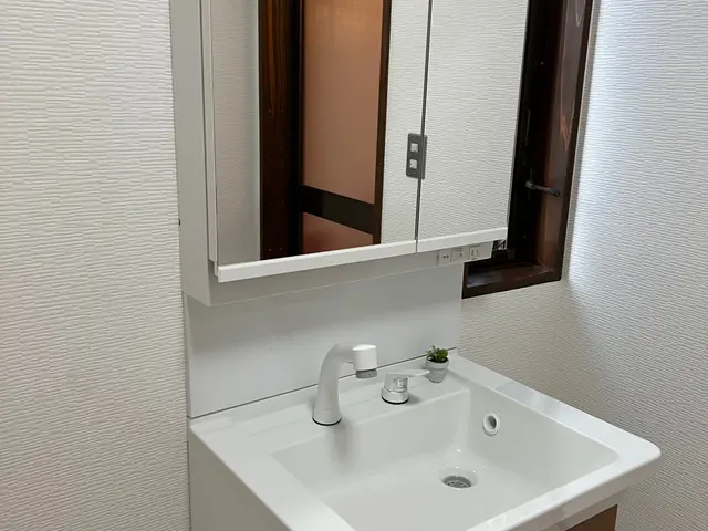 ピカピカスッキリした洗面化粧台クリーニング。他の仕事追加でコーティングサービス！サービスの画像