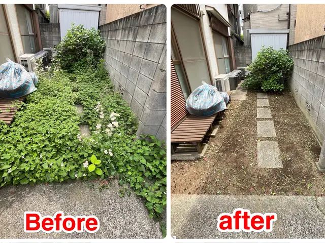 ☆草刈り→除草剤散布→ゴミ回収→投棄ゴミ仕分けなど^^近隣迷惑抑制☆外見綺麗に☆サービスの画像