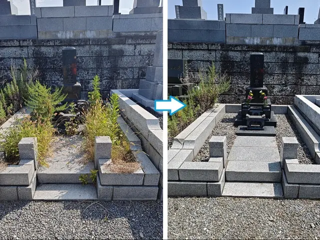 【お墓参り代行サービス】関東エリア対応。草取り、パーツ裏までしっかり洗い上げますサービスの画像