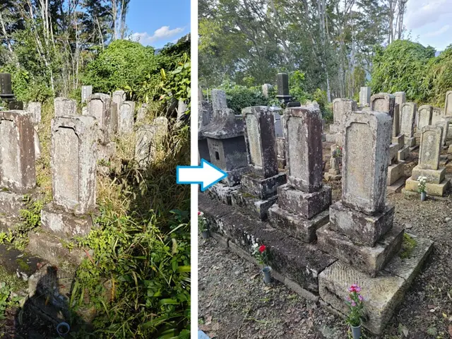 【お墓参り代行サービス】関東エリア対応。草取り、パーツ裏までしっかり洗い上げますサービスの画像