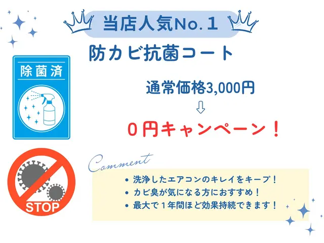 ≪　防カビ抗菌コート込　≫大阪府全域・和歌山北部　対応可！【2台以上で複数割引】サービスの画像