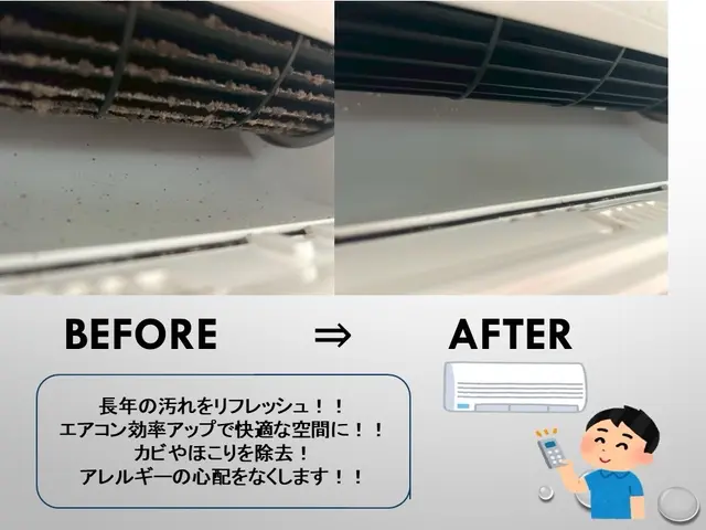 Before/Afterの衝撃！信頼と実績で選ばれるプロのエアコンクリーニング！サービスの画像