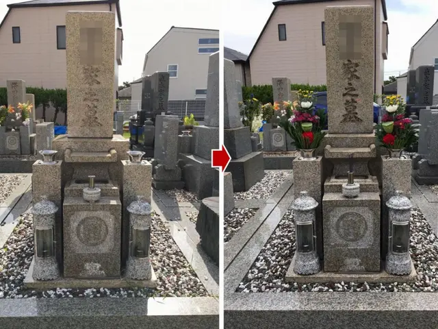 お墓参り代行サービス　親切丁寧を心掛けて作業させていただきます。花代込サービスの画像