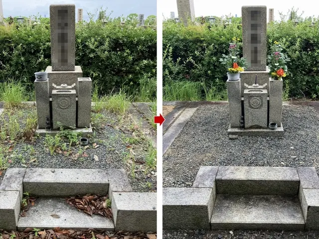 お墓参り代行サービス　親切丁寧を心掛けて作業させていただきます。花代込サービスの画像