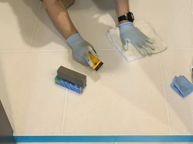 ストーンリフレッシュ（玄関土間）：　清掃＋石材用コーティングサービスの画像