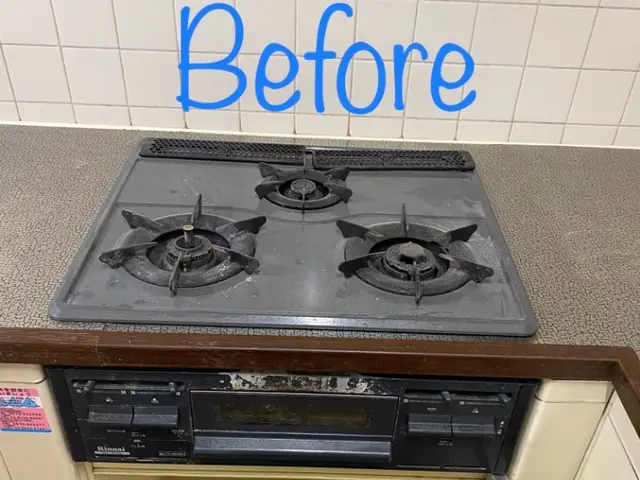 ガス機器設置スペシャリスト資格者がコンロ交換致しますので安心！レンジフードも可！サービスの画像