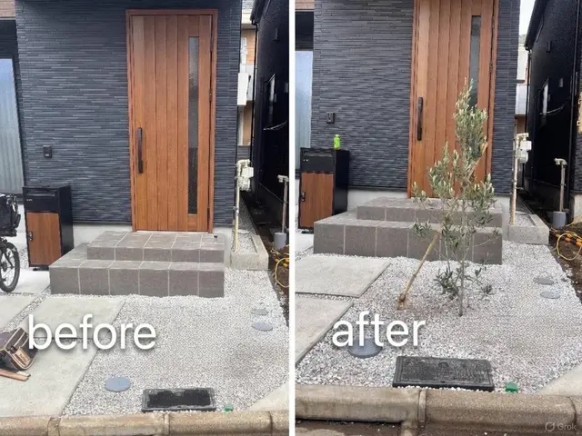 お庭に木を植えます！木の大きさや種類を打ち合わせして理想のお庭を目指しましょう！サービスの画像