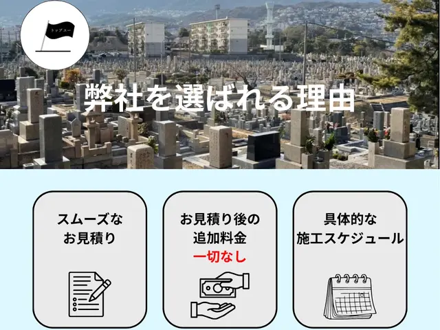 墓石の専門会社『トップエー 石材店』兵庫川西市から地域密着型で近畿全域対応！サービスの画像