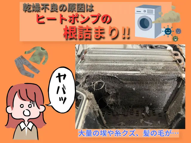 【完全分解対応店舗】乾燥不良の一番の原因はヒートポンプの根詰まり⁉︎交換対応も可サービスの画像
