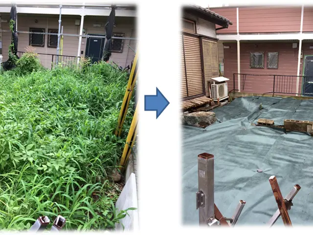 広範囲の面倒な草刈りお任せください！防草シートの施工も承ります♪サービスの画像