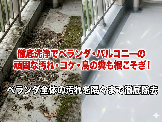 安心丁寧仕上げの徹底汚れ除去ベランダ清掃サービスサービスの画像