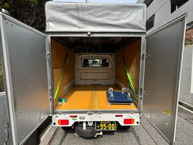 【まだ空き有り！】幌付き軽トラック積みきり、洗濯機、シーリングライト取付設置無料サービスの画像