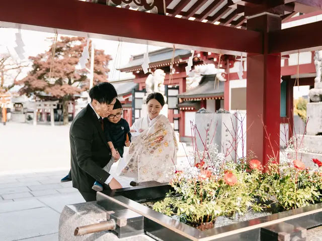 双子パパフォトグラファー★お宮参りでの家族写真