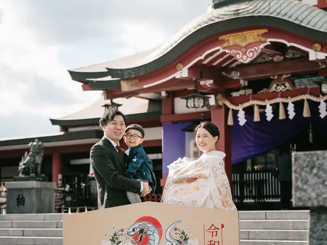 双子パパフォトグラファー★お宮参りでの家族写真