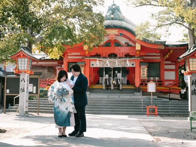 双子パパフォトグラファー★お宮参りでの家族写真