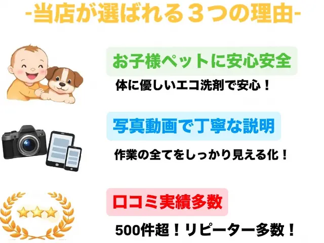 ◆佐賀県エアコン口コミ件数No.1天然洗剤でお子様ペットも安心安全◆完全分解対応サービスの画像