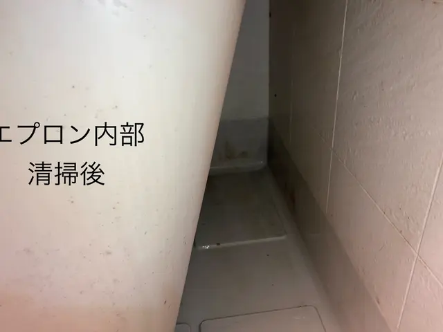 ※浴室クリーニング※      鏡の鱗取り機械研磨　エプロン内清掃　換気扇内清掃サービスの画像