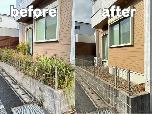 手作業で根っこから雑草除去でキレイなお庭に！除草剤散布◎サービスの画像