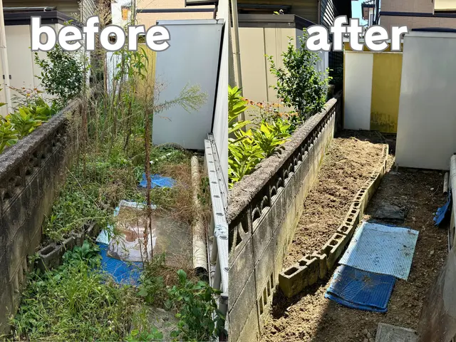 手作業で根っこから雑草除去でキレイなお庭に！除草剤散布◎サービスの画像