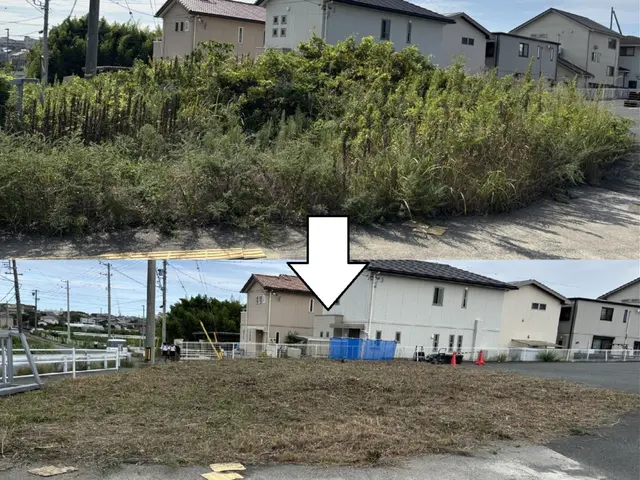 草刈り機はバッテリー式を使用するので音が静かです ※藪(やぶ)状態でも対応可能サービスの画像