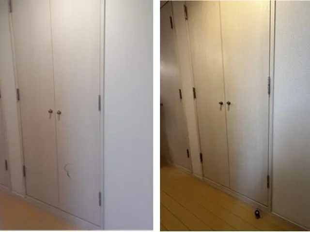 室内ドアの穴を目立たないように穴埋め補修いたします！サービスの画像