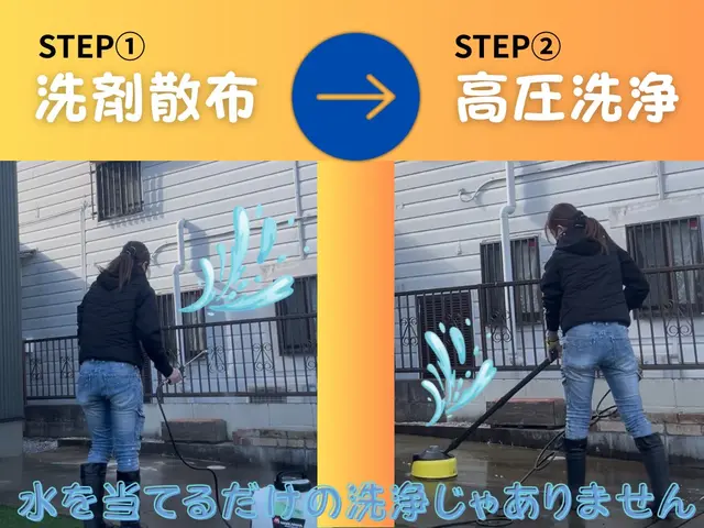 女性店長が必ずご訪問☆高圧洗浄機と洗剤の力で隅々までキレイ☆サービスの画像