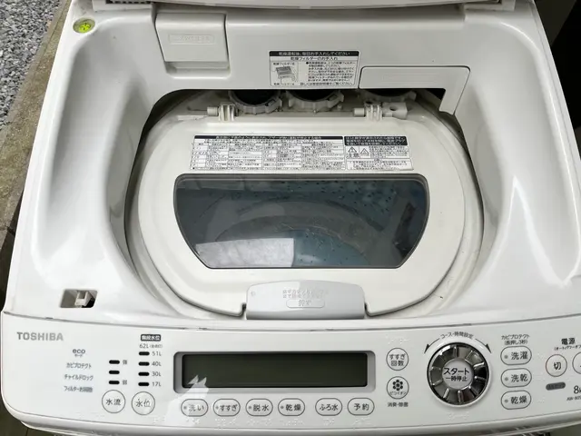 作業は洗濯機を移動し徹抵洗浄また洗濯パン　排水トラップ迄徹底的に洗浄致しますサービスの画像