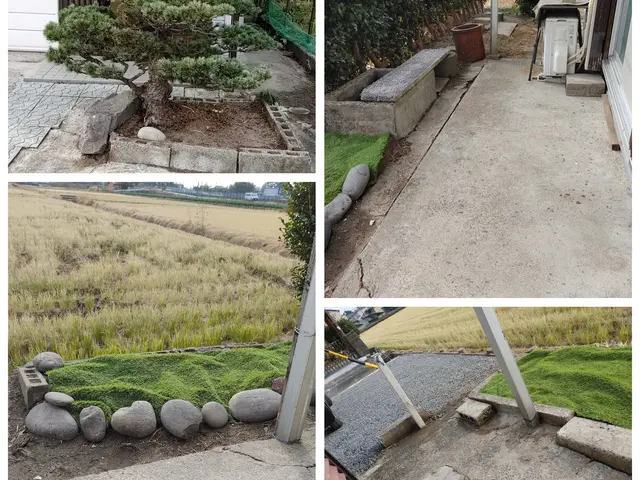 下地処理→防草シート→人工芝サービスの画像