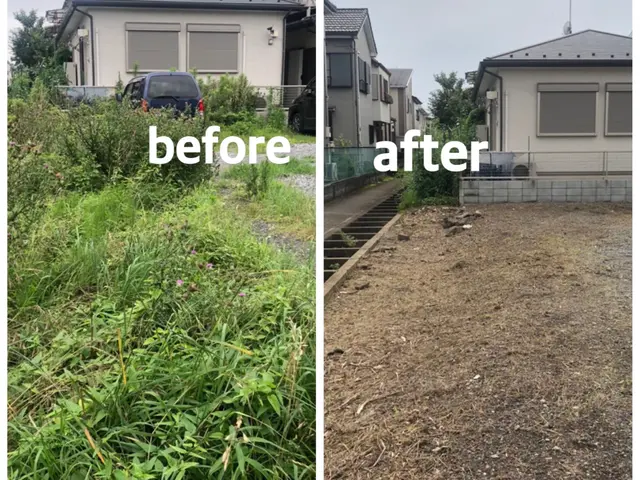 【速い作業・適正な価格・綺麗な仕上り】◎庭を覆い尽くす雑草を綺麗に取り除きます◎サービスの画像