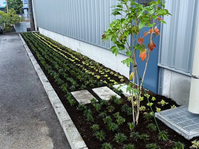 新築住宅や会社、今のお庭を一新する、お花や木の植栽、お庭作りを承っています。サービスの画像
