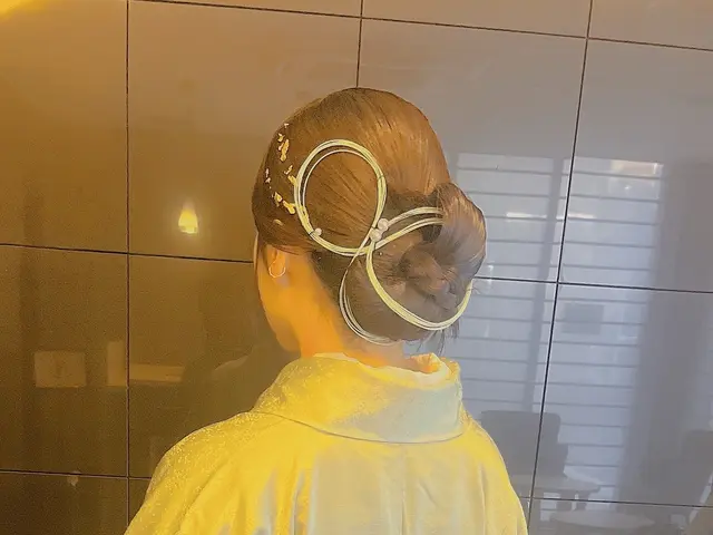 和装アップ＆可愛いゆるふわセットも得意◎着付けと同時予約は−2000円致します！サービスの画像