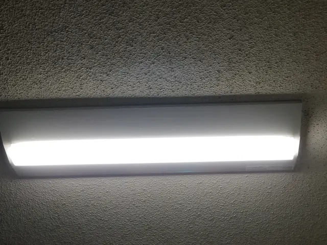 電気工事士が蛍光灯からLED電気へ交換します。サービスの画像