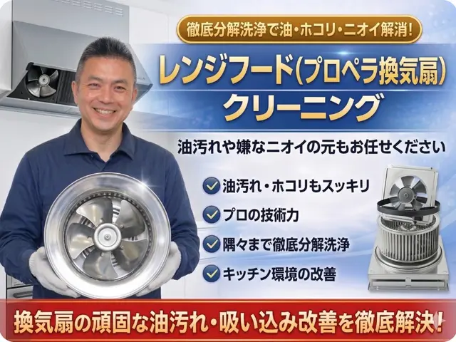 レンジフード換気扇プロペラ分解洗浄｜頑固な油汚れ徹底除去施工サービスの画像