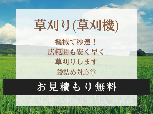 機械で秒速！広範囲も安く早く草刈りします【袋詰め対応◎】サービスの画像
