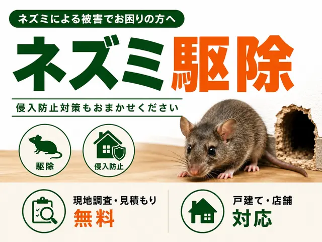 【ネズミ駆除実績1万件以上】大手消毒会社10年在籍／即日対応も可／見積り調査無料サービスの画像