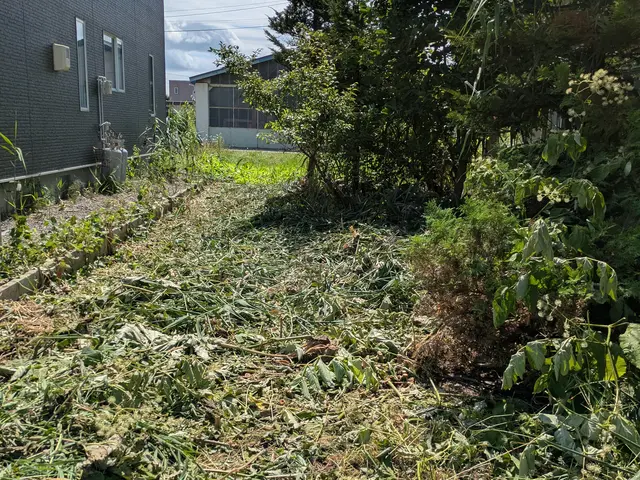 刈りっぱなしＯＫ！草回収も可能です！遠隔地からでもカード決済で非対面で作業可能！サービスの画像