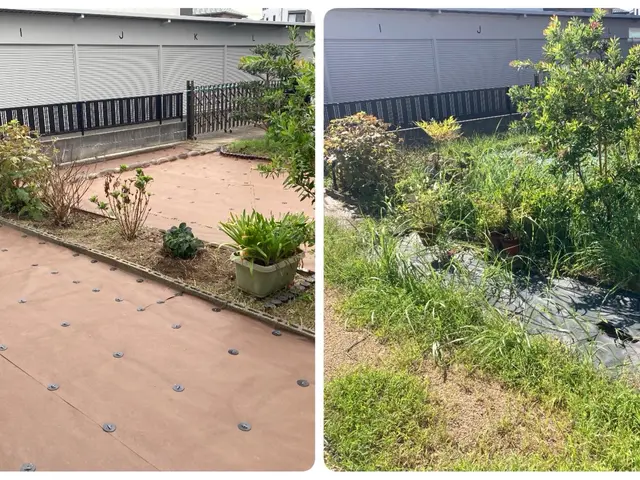 実績20年以上　防草シートの上に人工芝や砂利敷き◎ 縁取りのレンガ、石張りも施工サービスの画像