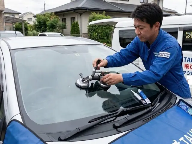 【プロの仕上がり】フロントガラスの飛び石リペア・ヒビ割れ補修