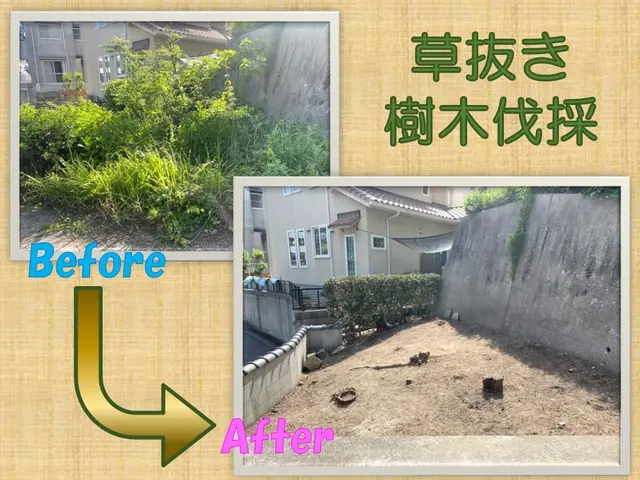 大変なお庭の手入れ！プロの作業でキレイにします！サービスの画像