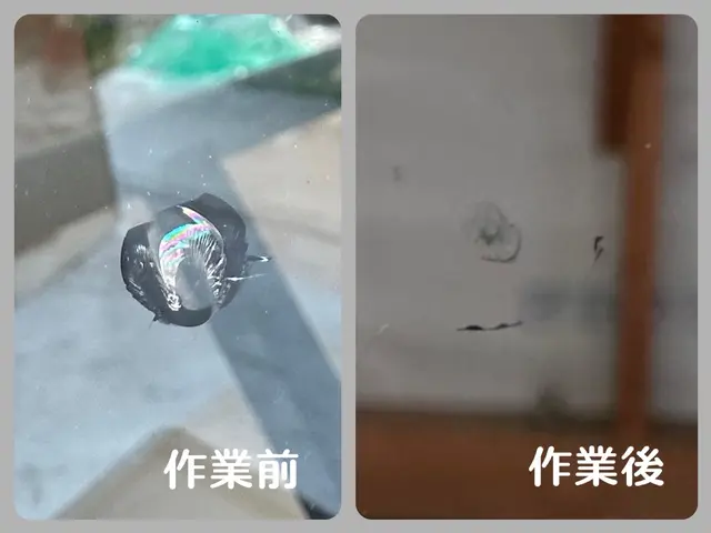 自動車ガラスのヒビ割れ　リペア作業サービスの画像