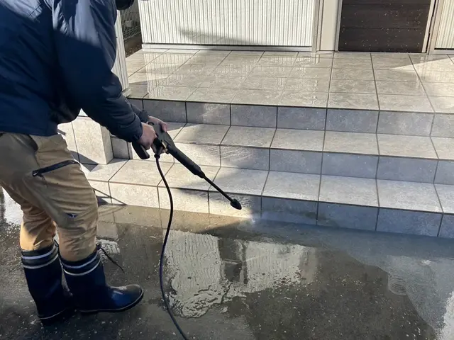 カビや黒ずみもスッキリ！1番目に入る玄関前を綺麗にいたします。サービスの画像