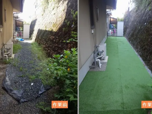 猛暑の雑草対策は今からです！ 防草シートで草引きのご負担を軽減いたします。サービスの画像