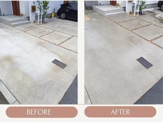 駐車場を高圧洗浄機で掃除します！サービスの画像