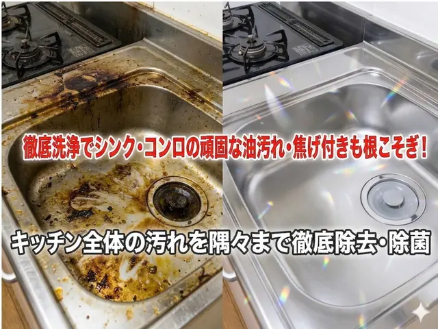 安心丁寧仕上げの徹底油汚れ除去キッチン清掃サービスサービスの画像