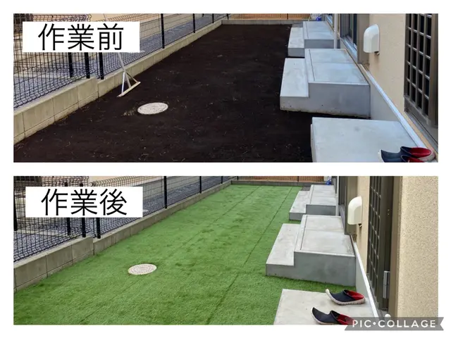 [完全自社施工]人工芝敷設で雑草のお悩み解決！お庭を素敵なグリーンに！サービスの画像