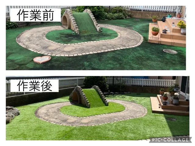 [完全自社施工]人工芝敷設で雑草のお悩み解決！お庭を素敵なグリーンに！サービスの画像