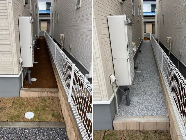 除草、除草剤込み！防犯砂利は助成金でお安く施工⁈ 砂利敷きは下地処理が命です！サービスの画像