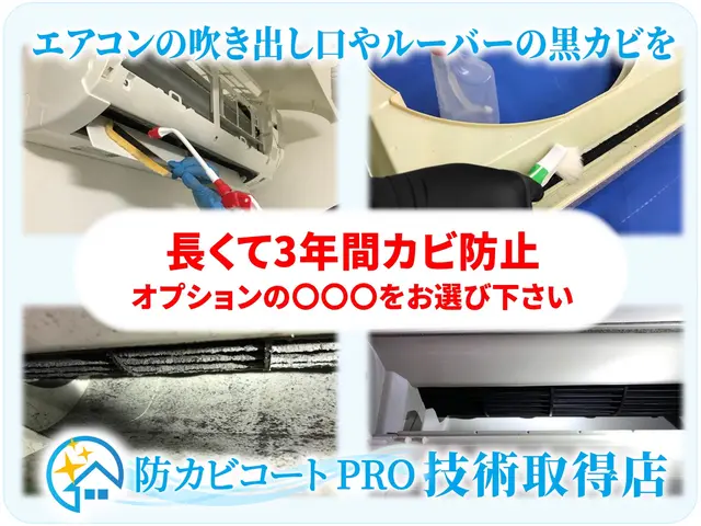 業務用エアコンクリーニング☆漂白剤ベース洗剤で徐カビ※抗菌→防カビも承りますよ☆サービスの画像