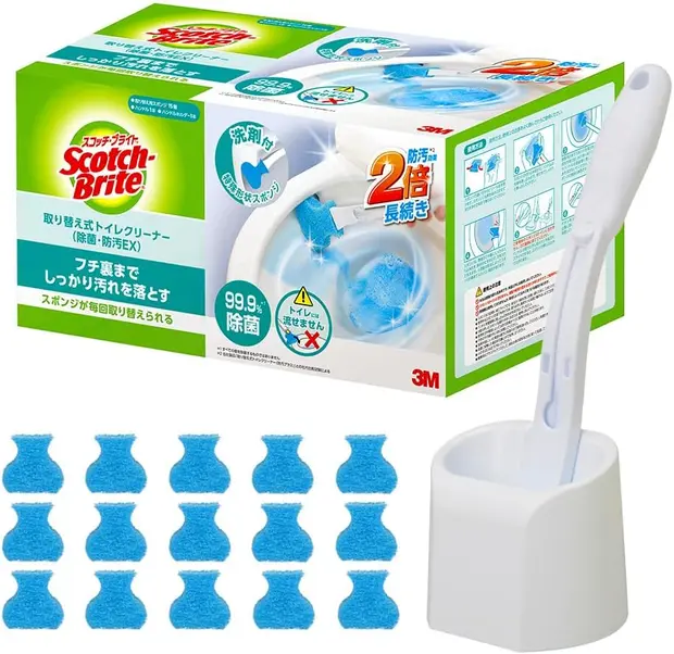 3M トイレ掃除 トイレブラシ トイレ洗剤 黒ズミ 除菌・防汚EX 使い捨て スポンジ 洗剤付 本体 取替15個 スコッチブライト T-557-15HC EX